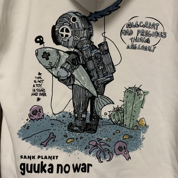 Guuka Original Somewhere in the Guuka Universe No War Sank Planet Hoodie - Picture 12 of 14